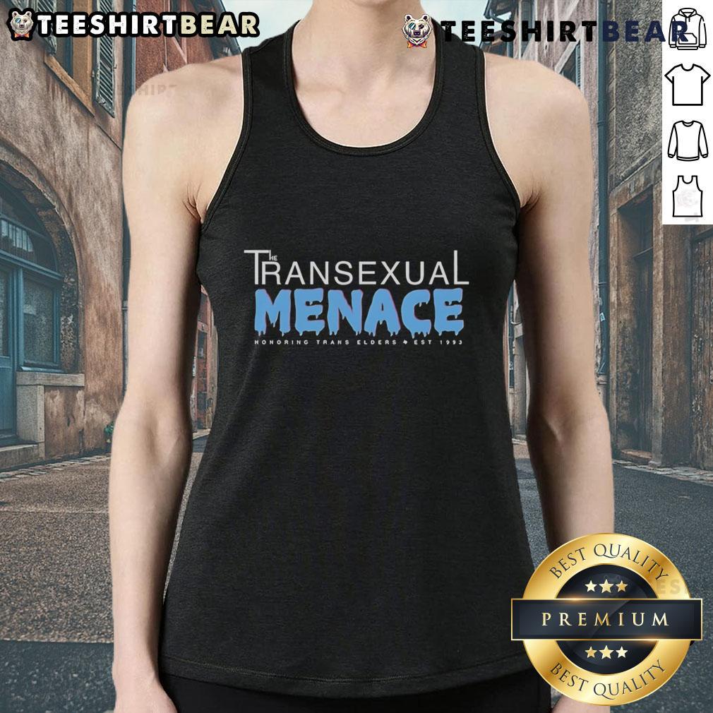 Top The Transexual Menace Texas Honoring Trans Elders Est 1993 Tank Top Tank top featuring 'Top The Transsexual Menace Texas' design, honoring trans elders since 1993, showcasing vibrant colors.