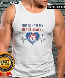 Texas Rangers tank top featuring 'This Is How My Heart Beats' design, perfect for fans and summer outings.