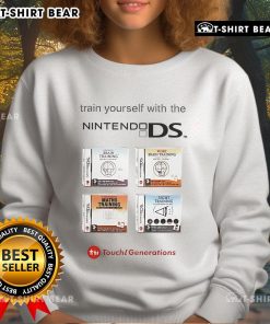 Cozy Nintendo DS sweatshirt featuring 'Train Yourself' design, perfect for gamers and retro console enthusiasts.