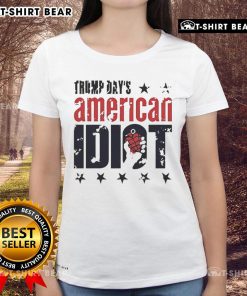 Top Trump Days American Idiot Ladies Tee featuring bold graphic design and vibrant colors for stylish and edgy fashion.