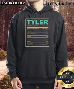 Funny personalized name hoodie showcasing Top Tyler nutrition facts design for unique style and humor.