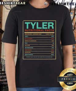 Funny personalized name ladies tee showcasing top Tyler nutrition facts design, perfect for casual wear.