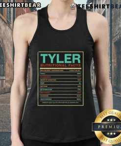 Funny personalized name tank top featuring top Tyler nutrition facts design, perfect for fitness enthusiasts.