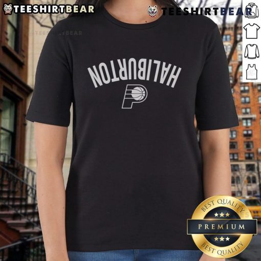 Tyrese Haliburton Indiana Pacers Invert Upside Ladies Tee featuring bold design and vibrant colors for fans.