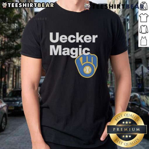 Top Uecker Magic Bob Uecker T-Shirt featuring a vibrant design celebrating the iconic baseball announcer.