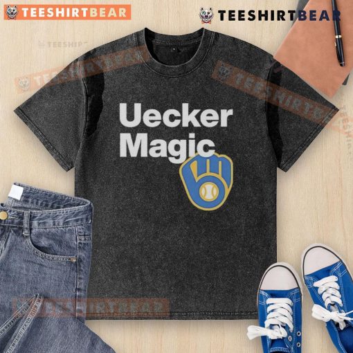 Top Uecker Magic Bob Uecker washed t-shirt featuring a vintage baseball design, perfect for sports fans and collectors.