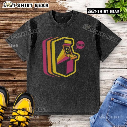 Top Vintage Arcade Stripes Washed T-Shirt in soft cotton with retro design, perfect for casual wear and vintage style lovers.