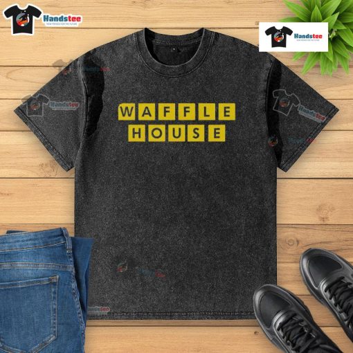 Top Waffle House 2025 new washed t-shirt featuring vintage logo design, perfect for casual wear enthusiasts.