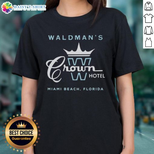 Top Waldman's Crown Hotel Miami Beach Ladies Tee showcasing vibrant design and comfortable fit for stylish beach outings.