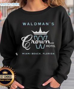 Top Waldman's Crown Hotel Miami Beach sweatshirt featuring vibrant design and cozy fit, perfect for beach lovers.