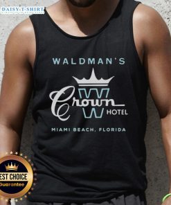 Stylish tank top featuring 'Top Waldman's Crown Hotel' design, perfect for Miami Beach fashion lovers.