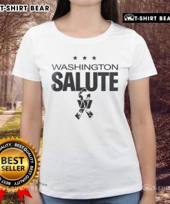 Alt Text: Top Washington Commanders 2025 Military Appreciation Day logo on a ladies tee, celebrating team spirit and honor.