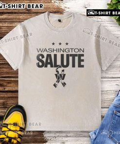 Alt Text: 2025 Military Appreciation Day logo on a washed t-shirt featuring the Washington Commanders design.