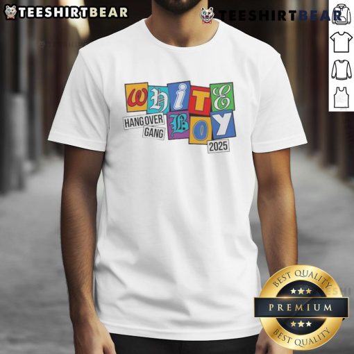 Alt Text: Top Wbshang Over Gang Shirt - White T-Shirt with Colored Letters for Boys, 2025 Fashion Trend