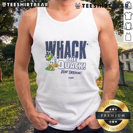 Top Whack The Quack Beat Oregon Ducks tank top featuring vibrant team colors and a bold graphic design.