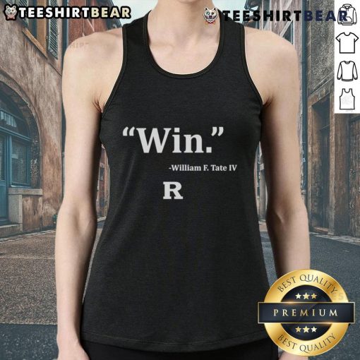 Top Win: William F. Tate IV wearing a stylish R tank top, showcasing a modern design perfect for summer fashion.