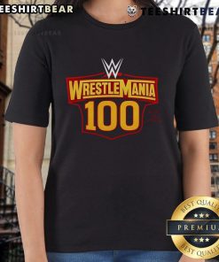 Alt Text: Top WrestleMania 100 Best Of Pro Wrestling Ladies Tee featuring iconic wrestling graphics and stylish design.
