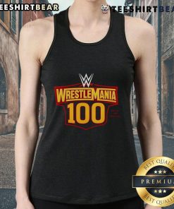 Top WrestleMania 100 Best Of Pro Wrestling tank top showcasing iconic wrestling graphics and vibrant colors.