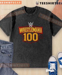 Alt Text: Top WrestleMania 100 Best of Pro Wrestling washed t-shirt featuring iconic wrestling graphics and vintage style.