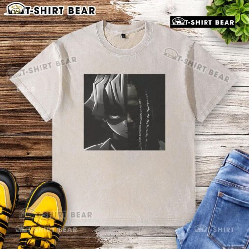 Alt Text: Awesome Zenitsu X Von Big Face washed t-shirt featuring vibrant graphic design, perfect for anime fans and casual wear.