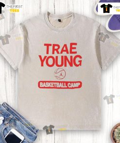 Official Trae Young Basketball Camp washed t-shirt featuring a stylish design for fans and players alike.