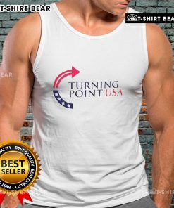 Top Turning Point USA tank top featuring a bold graphic design, perfect for showing support at events and rallies.