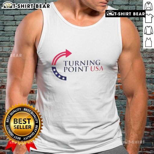 Top Turning Point USA tank top featuring a bold graphic design, perfect for showing support at events and rallies.