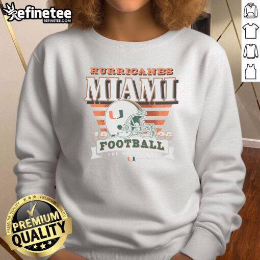 Good Miami Hurricanes Stripe Splash Sweatshirt featuring vibrant colors and logo, perfect for game day or casual wear.