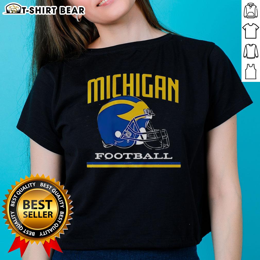 Top Michigan Wolverines Football Helmet Vintage Ladies Tee