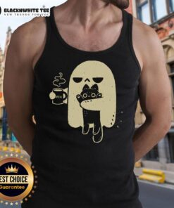 Cute ghost holding a cat on a stylish tank top, perfect for Halloween and casual wear.