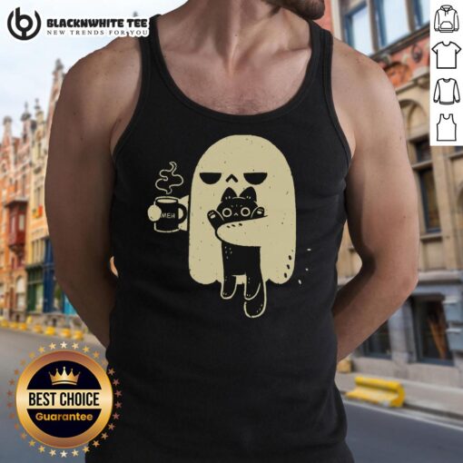 Cute ghost holding a cat on a stylish tank top, perfect for Halloween and casual wear.