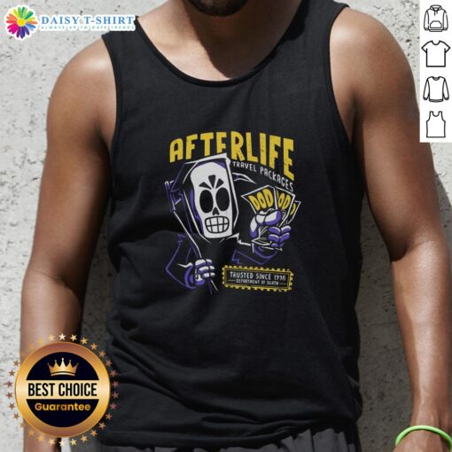 Awesome Afterlife Travel Packages tank top, trusted since 1998, featuring vibrant design and comfortable fit for travel enthusiasts.