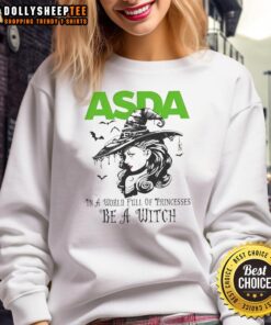 Awesome Asda Halloween sweatshirt featuring a witch design, perfect for embracing your spooky style among princesses.