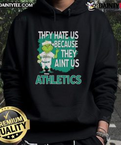 Awesome Athletics Grinch Christmas hoodie featuring 'They Hate Us Ain't Us' design, perfect for holiday cheer and style.