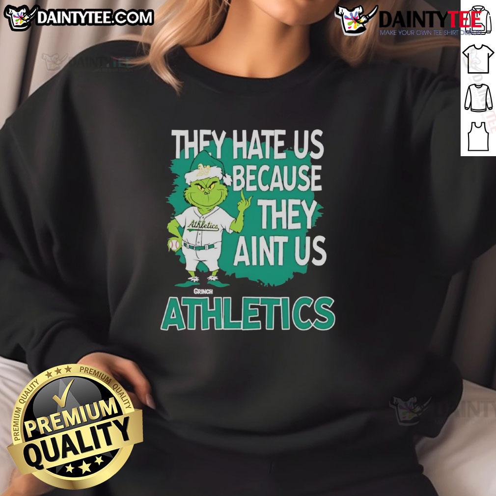 Awesome Athletics Grinch Christmas They Hate Us Ain'T Us Sweatshirt Awesome Athletics Grinch Christmas sweatshirt featuring 'They Hate Us Ain't Us' design, perfect for holiday cheer.