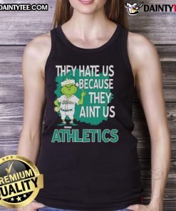Awesome Athletics Grinch Christmas tank top featuring 'They Hate Us Ain't Us' design, perfect for festive workouts.