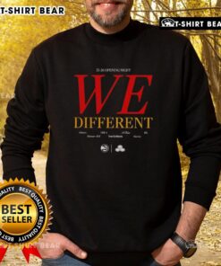Awesome Atlanta Hawks 25-26 Opening Night 'We Different' sweatshirt featuring bold team colors and logo.