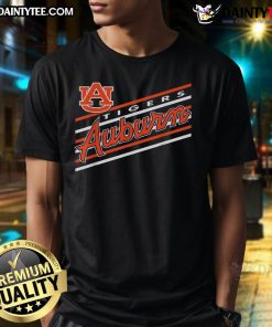 Alt Text: Awesome Auburn Tigers retro script logo on Auburn University gear t-shirt, perfect for fans and alumni.