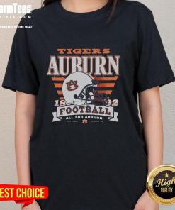 Alt Text: Awesome Auburn Tigers Stripe Splash Ladies Tee featuring vibrant team colors and stylish striped design for fans.