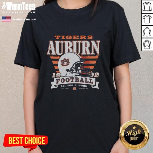 Alt Text: Awesome Auburn Tigers Stripe Splash Ladies Tee featuring vibrant team colors and stylish striped design for fans.