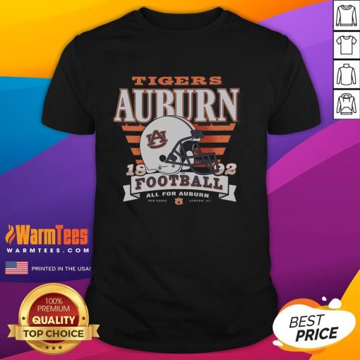 Alt Text: Awesome Auburn Tigers Stripe Splash T-Shirt featuring bold stripes and team logo, perfect for game day attire.