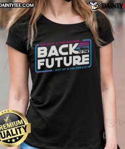 Awesome Back to the Future Delorean ladies tee featuring a creative time machine design for movie fans.