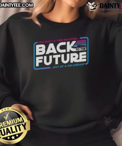 Awesome Back to the Future sweatshirt featuring a Delorean time machine design, perfect for fans of the classic movie.