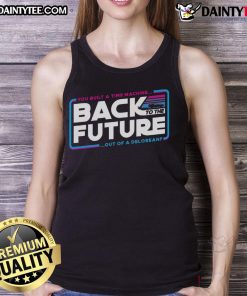 Awesome Back to the Future tank top featuring a DeLorean time machine design, perfect for fans of the classic movie.