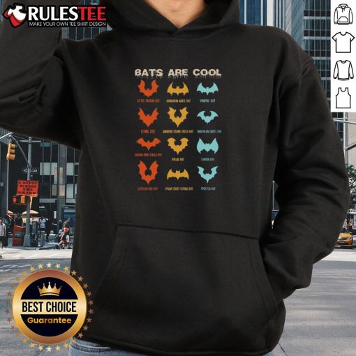 Awesome hoodie featuring different kinds of bats and a chiropterologist design, celebrating the coolness of bats.