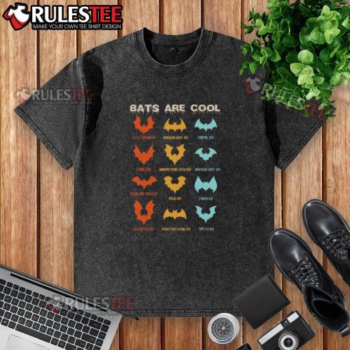 Awesome bats graphic on a cool t-shirt, showcasing different kinds of bats and a chiropterologist's wings design.