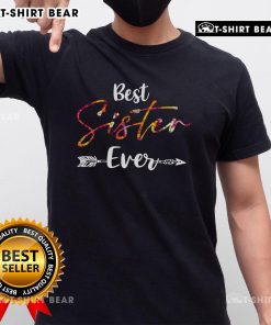 Awesome Best Sister Ever floral arrow graphic T-shirt showcasing a vibrant design perfect for celebrating sisterhood.