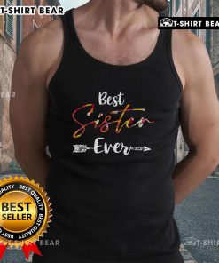 Awesome Best Sister Ever floral arrow graphic tank top in vibrant colors, perfect gift for sisters.