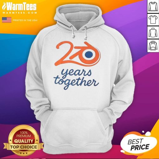 Awesome Blender Logo 20 Years Together Hoodie showcasing a vibrant design celebrating Blender's 20th anniversary.
