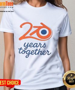 Awesome Blender logo celebrating 20 years, featured on a stylish ladies tee for Blender enthusiasts.